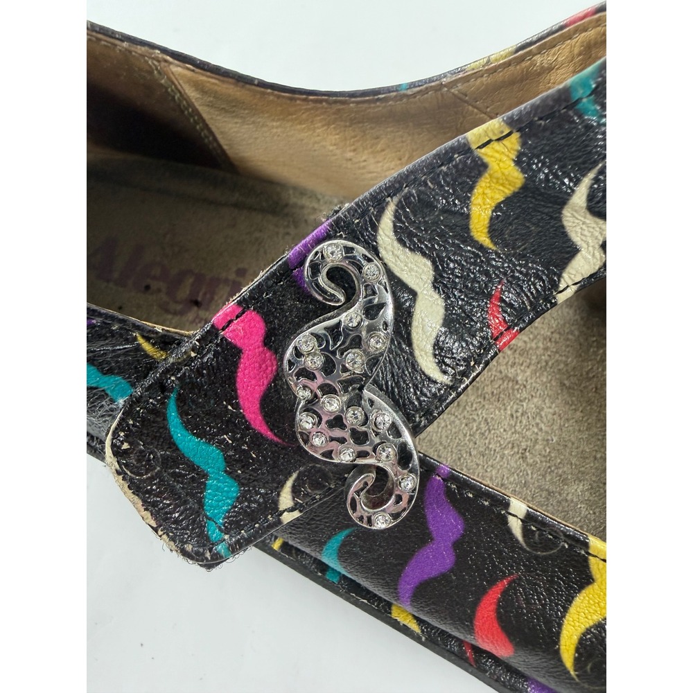 Alegria Paloma Mustache Leather Mary Jane Clogs Black Multi PAL-222 Size 39 - Picture 8 of 8
